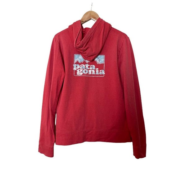 Patagonia Tops - Patagonia Women Full Zip Hoodie Sweatshirt Organic Cotton Red Logo L